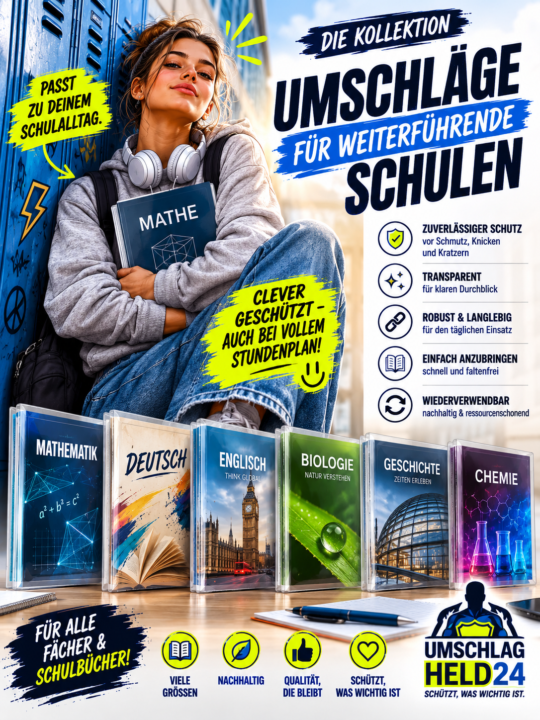 Buchumschläge für weiterführende Schulen